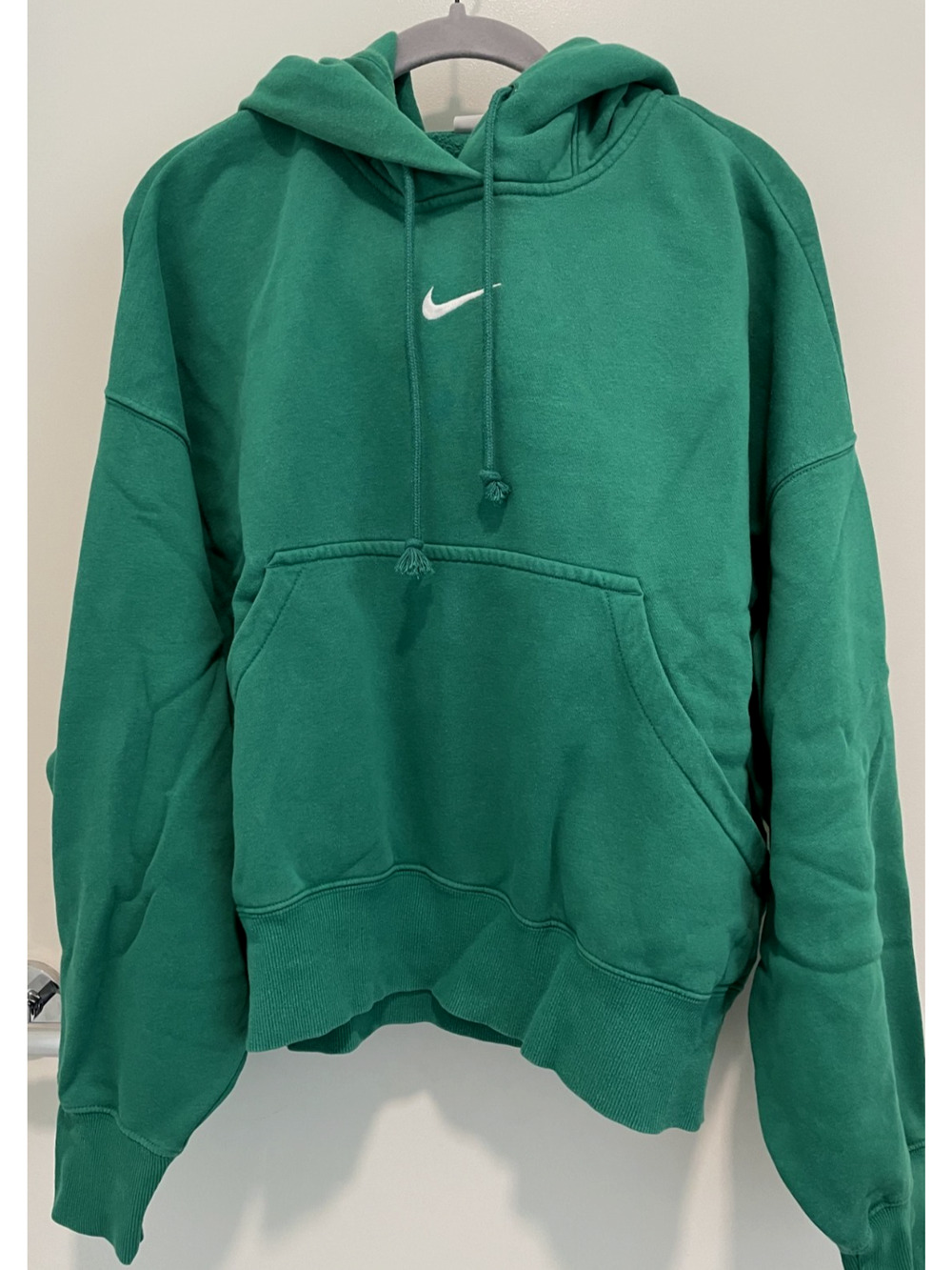 Nike Womens Small Green Oversized Hoodie Center Swoosh Pullover